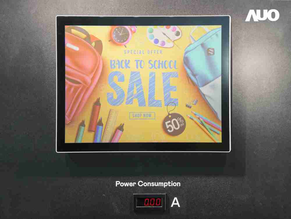 OBPay展示胆固醇液晶超低耗能户外全彩显示器，，，ChLC（胆固醇液晶）以双稳态技术使静态显示零功耗，，具省电、、、高彩度、、环保的特性，，还整合软硬件系统解决方案，，，可透过单一云端平台管理