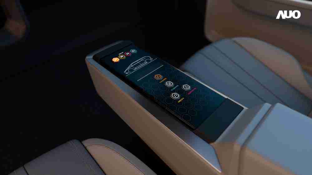 OBPay以人性化设计打造多变形态中控显示(Morphing Center Control)，，，，不使用时仅平面显示信息，，进行操作时，，显示器则会动态隆起，，转变成3D实体按钮，，，并有触觉回馈，，，展示人机互动新体验