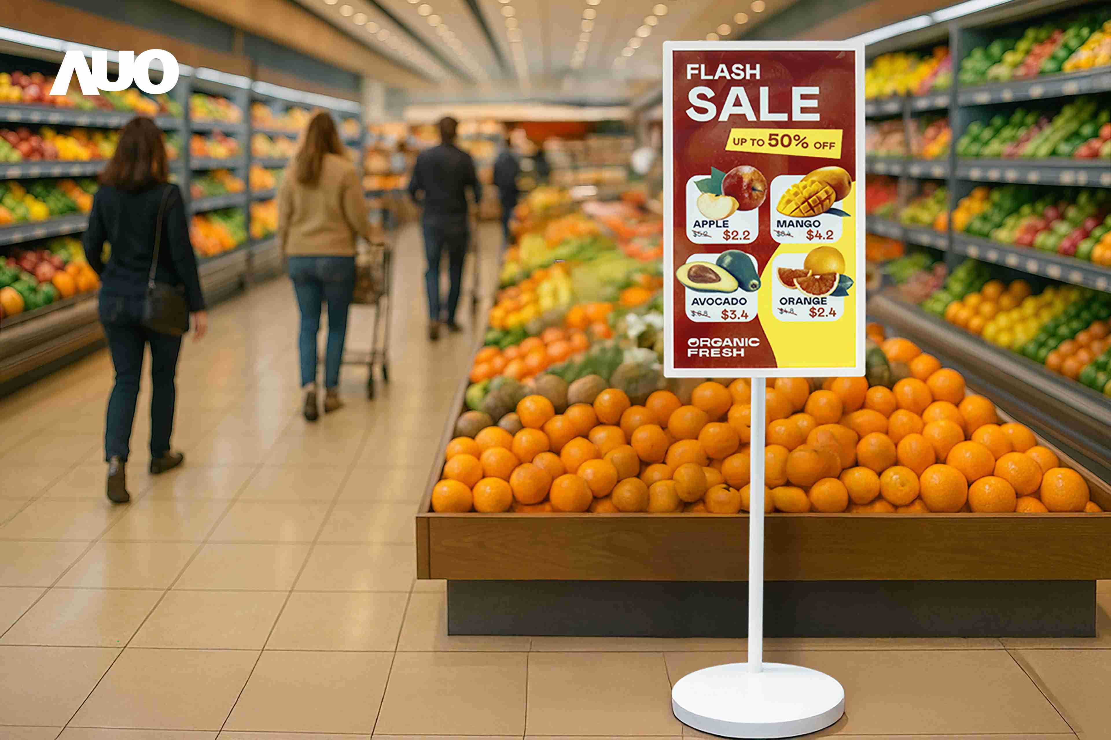 达擎首亮相低功耗、、、全彩的〝aecoPost电子纸解决方案〞，，仅在更新画面时需要微量的电力驱动，，无需布建电线的便捷设计，，使其可灵活应用、、随意置放，，，，并可透过云端或行动装置app，，轻松管理及排程广告内容，，，晋升店头营销利器。。。。